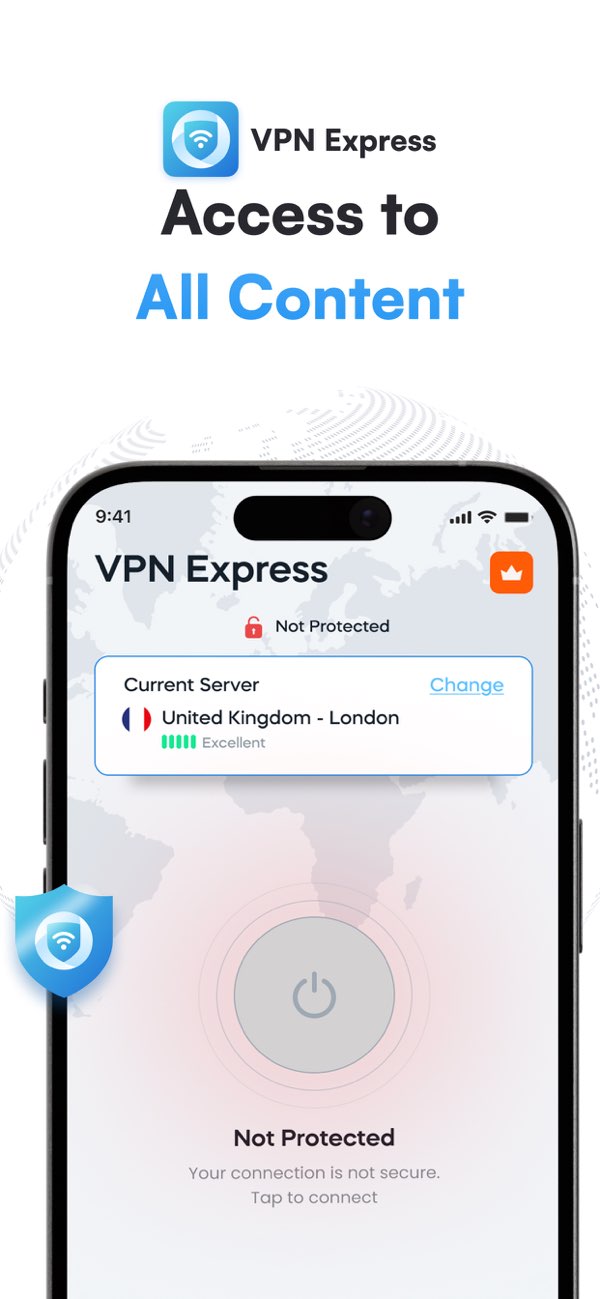 VPN Express app screenshot showing connection screen
